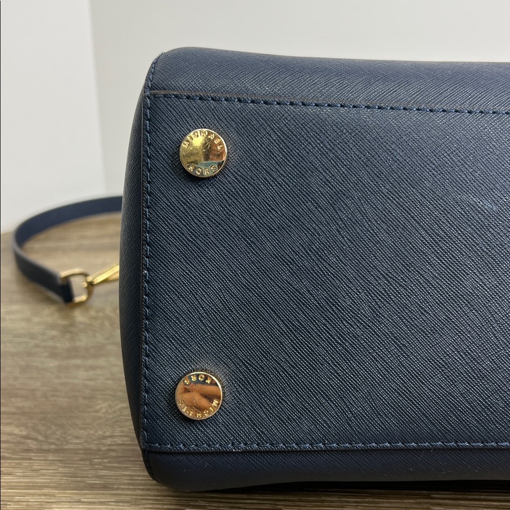 Michael Kors “CIARA” Navy Saffiano Leather Satchel (Size Medium) - Picture 8 of 14